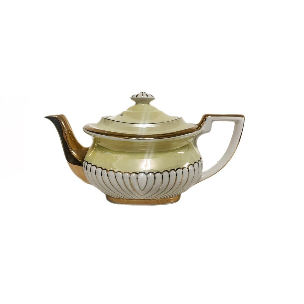 Vintage Georgian Gibson's Lustreware Teapot in yellow gold Made in England 1950s